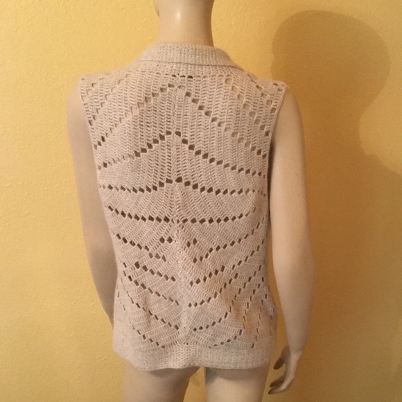 CAbi NEW Angora Crochet Sleeveless Sweater Vest - Picture 4 of 6
